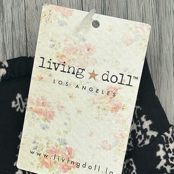 Living Doll Black and White Patterned Flare Yoga Pants Sz XS - Picture 4 of 10